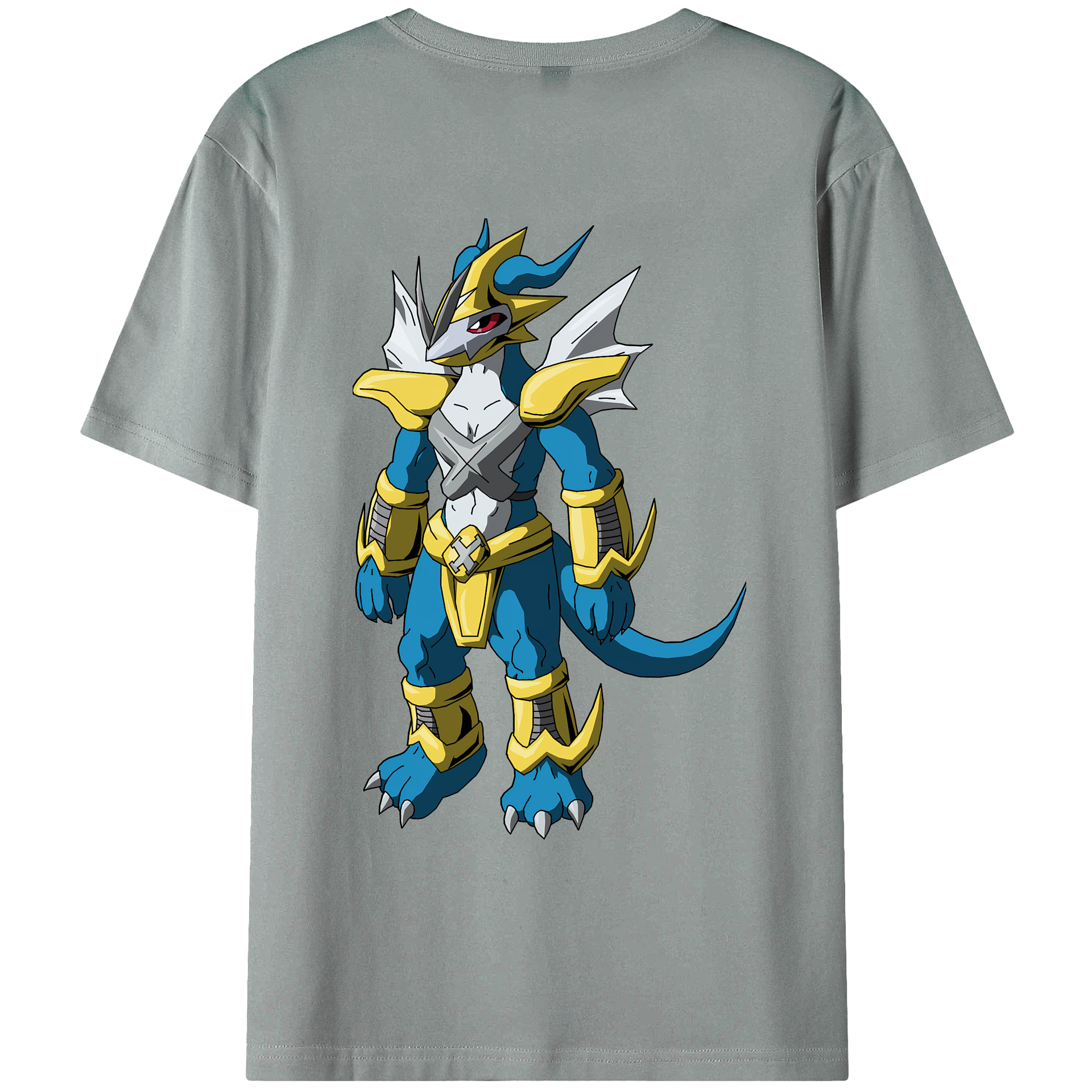 （画像用） Digimon デジタルモンスター/デジモン 綿100％ メンズ半袖Tシャツ（バックプリント） 通気性